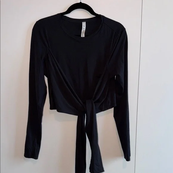 lululemon Black Tie-Front Long Sleeve Top - Picture 1 of 4